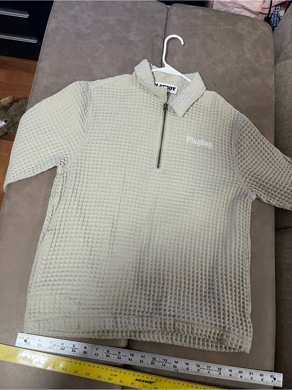 PLAYBOY Men's Light Gray Waffle Half-Zip Pullover by pac sun